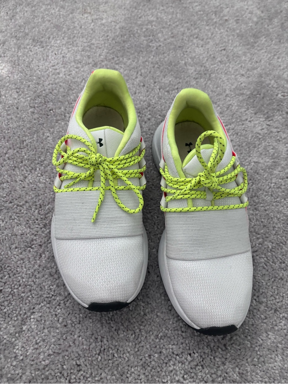 Under Armour White Sneakers with Neon Yellow Accents